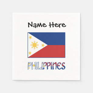 Philippinen Filipino-Flagge Personalisierter Name Serviette