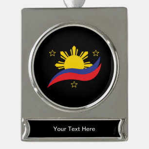 Philippinen Filipino Pinoy Flag Banner-Ornament Silber