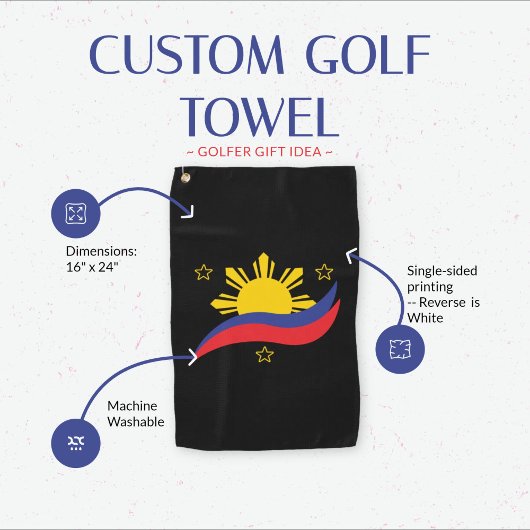 Philippinen Filipino Pinoy Flag Golfhandtuch