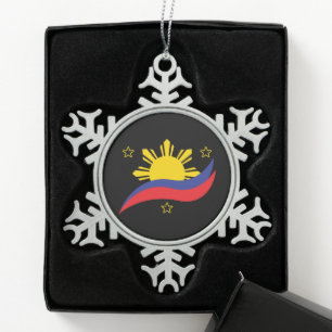 Philippinen Filipino Pinoy Flag Schneeflocken Zinn-Ornament