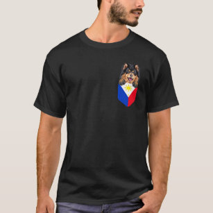 Philippinen Flag Finnischer Lapphund Hund in Pocke T-Shirt