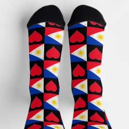 Philippinen Flag Herz Muster Spaß Filipino Pride Socken