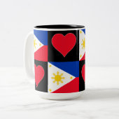 Philippinen Flag Herzmuster Patriotic Filipino Zweifarbige Tasse (Vorderseite Links)