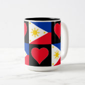 Philippinen Flag Herzmuster Patriotic Filipino Zweifarbige Tasse (VorderseiteRechts)