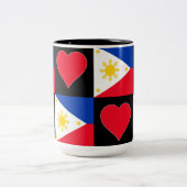 Philippinen Flag Herzmuster Patriotic Filipino Zweifarbige Tasse (Mittel)