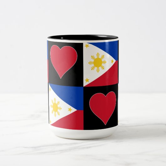 Philippinen Flag Herzmuster Patriotic Filipino Zweifarbige Tasse (Mittel)