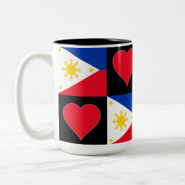 Philippinen Flag Herzmuster Patriotic Filipino Zweifarbige Tasse