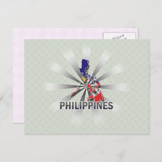 Philippinen Flag Map 2.0 Postkarte (Vorne/Hinten)
