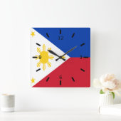 Philippinen-Flag   Quadratische Wanduhr (Zuhause)