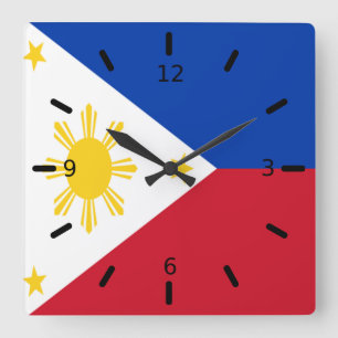 Philippinen-Flag Quadratische Wanduhr