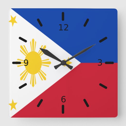 Philippinen-Flag   Quadratische Wanduhr (Vorderseite)