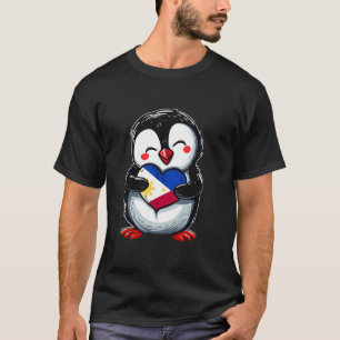 Philippinen-Flagge Herz Pinguin Filipino Stolz Fil T-Shirt