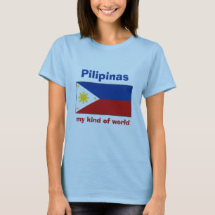 Philippinen-Flagge + Karte + Text-T - Shirt