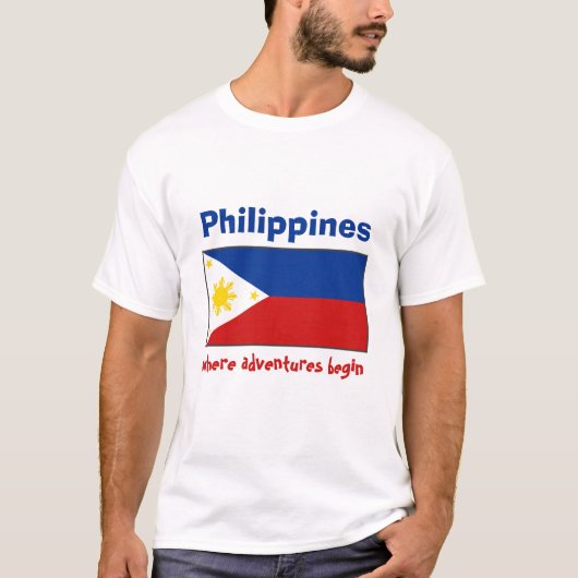 Philippinen-Flagge + Karte + Text-T - Shirt (Vorderseite)