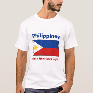 Philippinen-Flagge + Karte + Text-T-Shirt T-Shirt