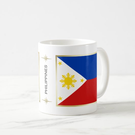 Philippinen-Flagge + Karten-Tasse Kaffeetasse (VorderseiteRechts)