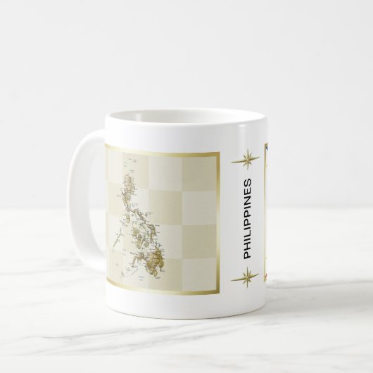 Philippinen-Flagge + Karten-Tasse Kaffeetasse (Vorderseite Links)