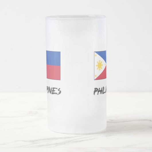 Philippinen-Flagge Mattglas Bierglas (Mittel)