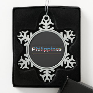 Philippinen-Flagge - Patriotisches Auslaufschreibe Schneeflocken Zinn-Ornament