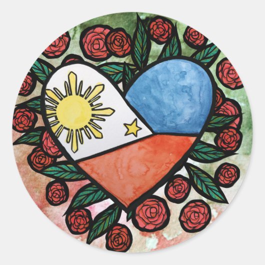 Philippinen-Flagge Runder Aufkleber (Vorderseite)
