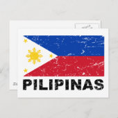 Philippinen-Flagge Vintag Postkarte (Vorne/Hinten)