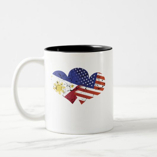 Philippinen-Flagge Zweifarbige Tasse (Links)
