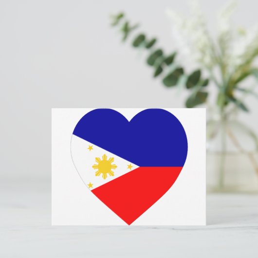 Philippinen-Flaggenherz Postkarte (Stehend Vorderseite)