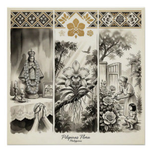 Philippinen Flora- Jasmin · Waling-Waling · Rose Poster