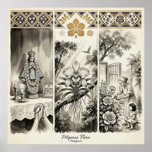 Philippinen Flora- Sampaguita · Waling-Waling · Ro Poster (Vorne)