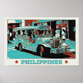 Philippinen, ikonischer Jeepney in Manila Poster