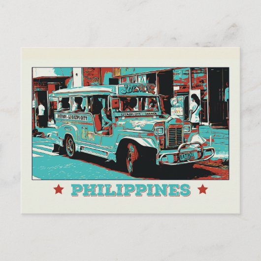 Philippinen, ikonischer Jeepney in Manila Postkarte (Vorderseite)