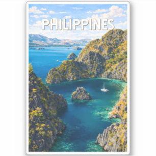 Philippinen Illustration Reise Kunst Vintage Aufkleber