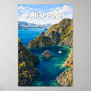 Philippinen Illustration Reise Kunst Vintage Poster