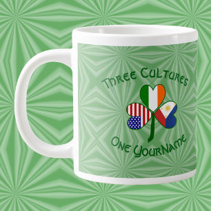 Philippinen Irland USA Kleeblatt Flagge Personalis Jumbo-Tasse