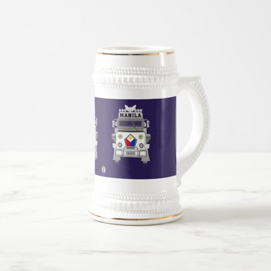 Philippinen Jeepney, elegant, Philippinen-Flagge Bierglas (VorderseiteRechts)