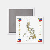 Philippinen Karte + Flaggen Magnet (Vorderseite/Rückseite)