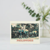 Philippinen, Kinder, die mit Wasserbüffeln spielen Postkarte (Stehend Vorderseite)