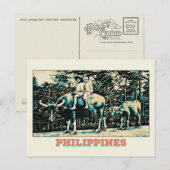 Philippinen, Kinder, die mit Wasserbüffeln spielen Postkarte (Vorne/Hinten)