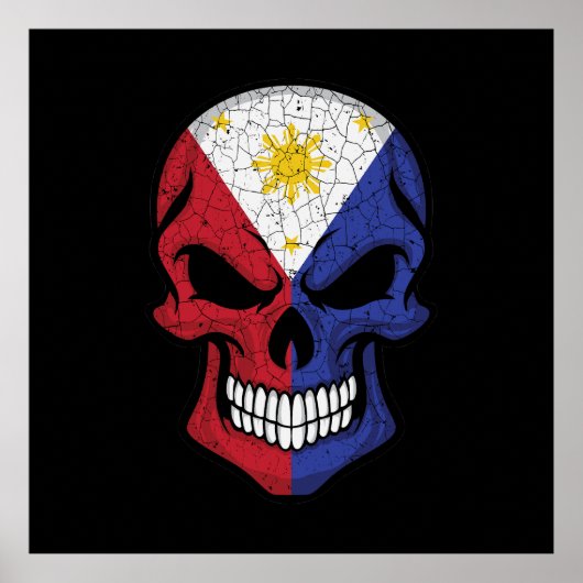 Philippinen lächeln Schädelflagge Poster (Vorne)