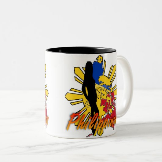 Philippinen-Mädchen-Entwurf Zweifarbige Tasse (VorderseiteRechts)