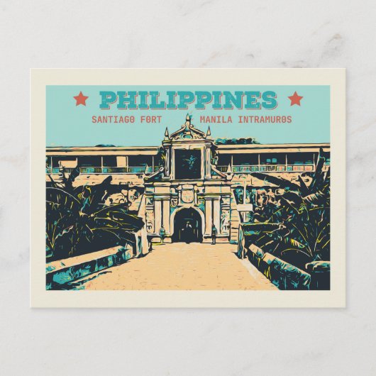 Philippinen, Manila Intramuros Santiago Fort Postkarte (Vorderseite)
