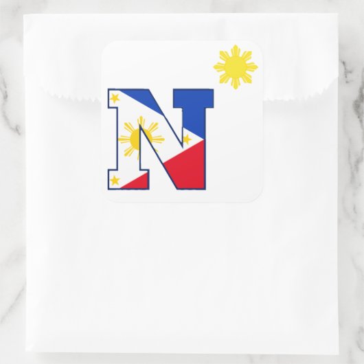 Philippinen N Sun Quadratischer Aufkleber (Tasche)