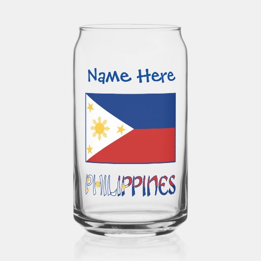 Philippinen Philippinische Flagge Blauer Personali Dosenglas (Vorderseite)