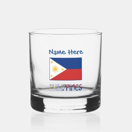 Philippinen Philippinische Flagge Blauer Personali Whiskyglas (Vorderseite)