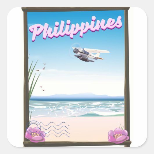 Philippinen Reiseplakat Quadratischer Aufkleber (Vorderseite)
