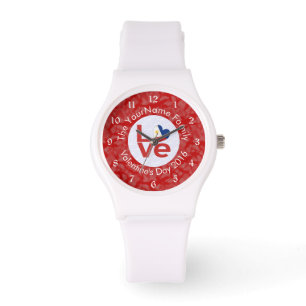 Philippinen Rot LOVE Flag Personalisiert Armbanduhr