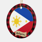 Philippinen, Roter Büffel kariert & philippinische Keramik Ornament (Links)