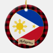 Philippinen, Roter Büffel kariert & philippinische Keramik Ornament (Hinten)
