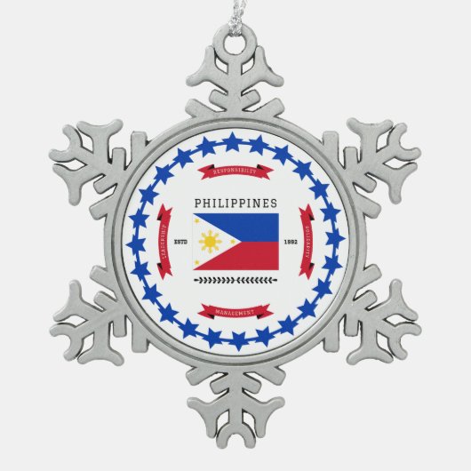 Philippinen Schneeflocken Zinn-Ornament (Vorderseite)