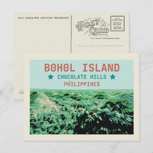 Philippinen, Schokoladenhügel auf der Insel Bohol Postkarte (Vorne/Hinten)